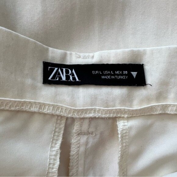 Zara Cream High Waist Wide Leg Pants - Picture 4 of 6
